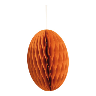 Honeycomb egg out of kraft paper, with magnetic closure & hanger     Size: Ø 30cm    Color: orange
