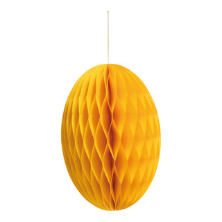 Honeycomb egg out of kraft paper, with magnetic closure & hanger     Size: Ø 30cm    Color: yellow