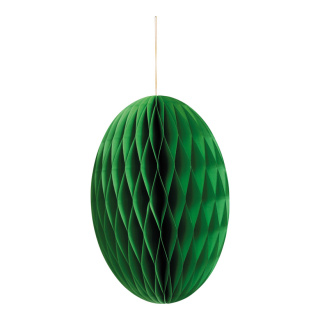 Honeycomb egg out of kraft paper, with magnetic closure & hanger     Size: Ø 30cm    Color: green