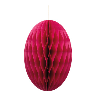 Honeycomb egg out of kraft paper, with magnetic closure & hanger     Size: Ø 30cm    Color: fuchsia