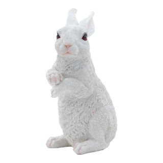 Hase aus Polyresin, stehend     Groesse: 32x20,5x14cm    Farbe: weiß