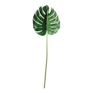 Monstera leave on stem out of artificial silk/plastic, flexible     Size: 86cm, stem: 60,5cm    Color: green