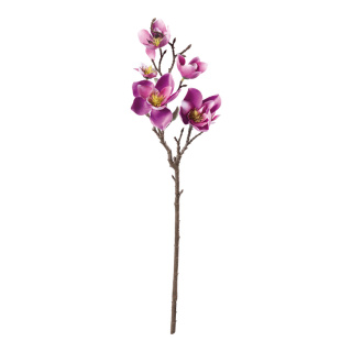 Branche de magnolia avec 6 fleurs &2 bourgeons, en plastique/soie artificielle, flexible     Taille: 49cm, tige: 26cm    Color: fuchsia