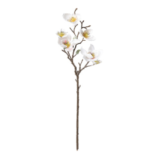 Branche de magnolia avec 6 fleurs & 2 bourgeons, en plastique/soie artificielle, flexible     Taille: 49cm, tige: 26cm    Color: blanc