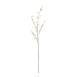 Branche de cerisier en fleurs en plastique/soie artificielle, flexible     Taille: 109cm, tige: 50cm    Color: blanc