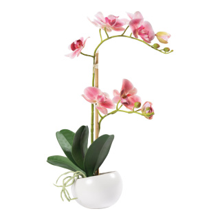Orchidee im Topf aus Kunstseide/Kunststoff, Topf aus Keramik     Groesse: 48cm, Topf: Ø10cm    Farbe: pink