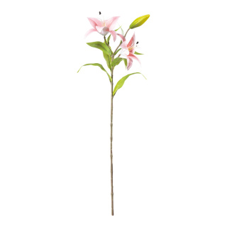 Lilie am Stiel 3-fach, aus Kunststoff/Kunstseide, biegsam, 2 Blüten, 1 Knospe     Groesse: 75cm, Stiel: 43cm    Farbe: pink
