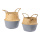 Basket set of 2 pieces, out of seagrass, with handles     Size: M: 27x23cm, L: 32x27cm    Color: natural-coloured/grey
