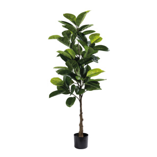 Ficus Gummibaum 72 Blätter, aus Kunststoff/Kunstseide     Groesse: 130cm, Topf: Ø15cm    Farbe: grün