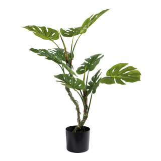 Monstera 10 feuilles, en plastique/soie synthétique     Taille: 100cm, pot:Ø15,5cm    Color: vert