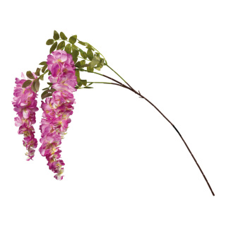 Branche de fleur de glycine 3-fois, en plastique/soie synthétique, flexible     Taille: 100cm, tige: 47cm    Color: rose/vert