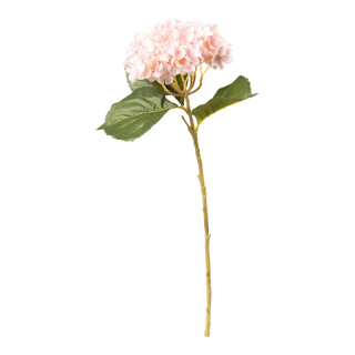 Hortensia sur tige en plastique/soie synthétique, flexible     Taille: 50cm, Ø15cm, tige: 32cm    Color: rose clair