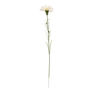 Carnation on stem out of artificial silk/ plastic, flexible     Size: 50cm, Ø8cm    Color: white
