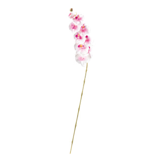 Orchidee am Stiel aus Kunstseide/Kunststoff, biegsam, 2 Knospen 9 Blüten     Groesse: 100cm    Farbe: pink/weiß