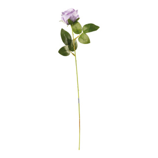Rose sur tige en plastique/soie synthétique, flexible     Taille: 51cm, tige: 37cm    Color: violet clair