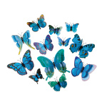 Papillons 3D 12-fois en plastique Color: bleu Size: 6-12cm