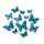 Papillons 3D 12-fois, en plastique, en sachet, avec aimant, points de colle inclus     Taille: 6-12cm    Color: bleu