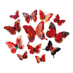 Papillons 3D 12-fois en plastique Color: rouge Size: 6-12cm