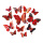 Papillons 3D 12-fois, en plastique, en sachet, avec aimant, points de colle inclus     Taille: 6-12cm    Color: rouge