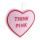 Heart with lettering »THINK PINK« out of styrofoam, lettering one-sided, with hanger     Size: 35x40x3,5cm    Color: pink/red