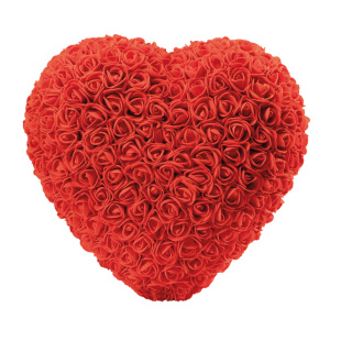 Cœur de roses 3D, en polystyrène/mousse     Taille: 25cm    Color: rouge