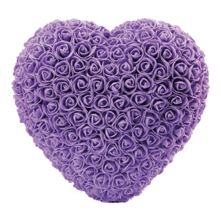 Cœur de roses 3D, en polystyrène/mousse     Taille: 25cm    Color: violet