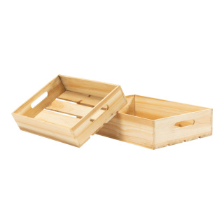 Wooden boxes in set 2-fold,, nested     Size: 40x30x10cm, 35x25x8cm    Color: natural-coloured