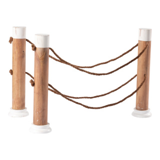 Bastingage en bois de sapin/corde, longueur entièrement tendue 135cm     Taille: 120x40cm    Color: nature/blanc