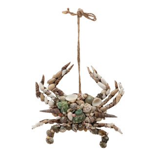 Crabe en MDF, avec de vrais coquillages     Taille: 22x20x3,5cm, suspension env. 23cm    Color: nature