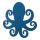 Oktopus aus MDF, mit Hänger     Groesse: 30x35cm, Dicke 6mm    Farbe: dunkelblau