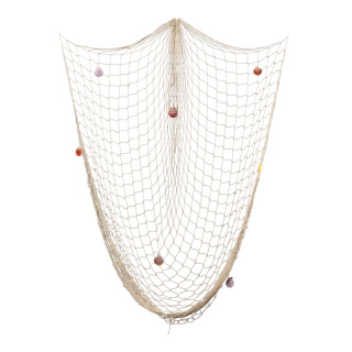 Filet de pêche en coton, avec de vrais coquillages     Taille: 150x200cm    Color: blanc