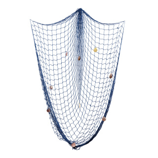 Filet de pêche en coton, avec de vrais coquillages     Taille: 150x200cm    Color: bleu