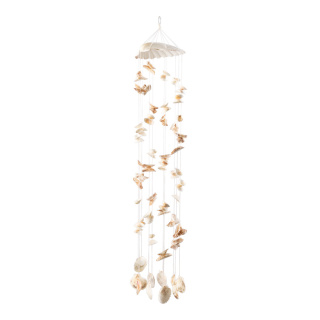 Wind chime with real shells, with S-hook, for hanging     Size: 75x12cm    Color: white/natural-coloured