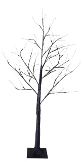Baum mit 120 LEDs, aus Kunststoff, 3m Zuleitung, mit IP44 Transformer, 24V, für innen     Groesse:180cm, Kunststofffuß: 21,5x21,5x6cm    Farbe:schwarz/warm weiß