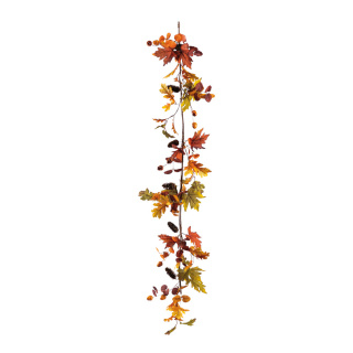 Herbstgirlande, beschmückt aus Kunststoff/Kunstseide, biegsam, mit Tannenzapfen, Eicheln     Groesse:150cm    Farbe:orange/grün/rot