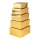 Geschenkboxen 5 Stk./Set,, glänzend, rechteckig, ineinander passend     Groesse:22x19x10cm, 20,5x17x9cm & 19x15,5x8cm, 17,5x14x7cm, 16x12x6cm    Farbe:gold