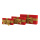 Geschenkboxen 3 Stk./Set, mit Satinschleife, rechteckig, ineinander passend     Groesse:30x15x8cm,25x12x6cm, 20x20x20cm    Farbe:hellrot/gold