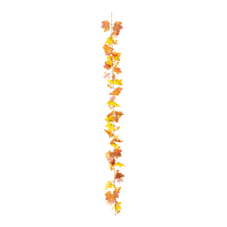 Ahornblattgirlande aus Kunstseide/Kunststoff, mit Beeren, mit Haken zum Hängen     Groesse:175cm    Farbe:grün/rot/gelb