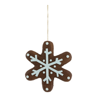 Lebkuchen »Schneeflocke« aus Styropor, mit Hänger     Groesse:20cm, Dicke: 2cm    Farbe:braun/weiß