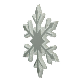 Schneeflocke mit Spiegeleffekt aus Schaumstoff, mit Nylonfaden     Groesse:20cm    Farbe:weiß/silber