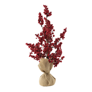 Beerenbaum aus Kunststoff, im Jutebeutel     Groesse:50cm    Farbe:rot/braun