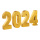 Schriftzug 2024 aus Styropor, mit Glitter     Groesse:30x15cm, Höhe: 30cm, Breite: 15-17cm    Farbe:gold