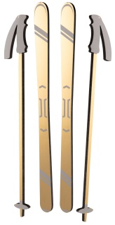 Skier im 4-er Set, aus MDF     Groesse:70cm, Stöcke: 46x6cm    Farbe:gold/weiß     #