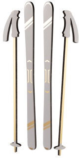 Skier im 4-er Set, aus MDF     Groesse:70cm, Stöcke: 46x6cm    Farbe:weiß/gold     #
