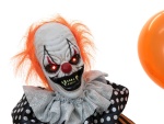 EUROPALMS Halloween Figur Clown mit Luftballon, animiert, 166cm