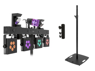 EUROLITE Set LED KLS Scan Pro Next FX Kompakt-Lichtset + BPS-3 Boxenhochständer schwarz