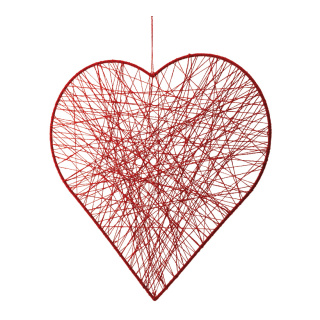 Coeur avec jute en métal, à suspendre     Taille: 60cm    Color: rouge