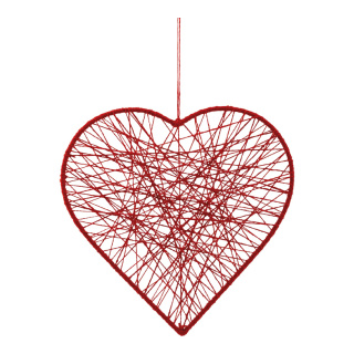 Herz mit Jute aus Metall, zum Hängen     Groesse: 30cm    Farbe: rot