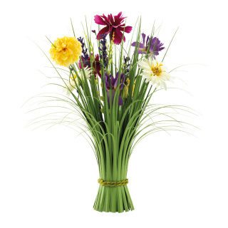 Botte dherbe avec fleurs printanières, en plastique     Taille: 45cm, pied: Ø 8cm, largeur: Ø 25cm    Color: multicolore