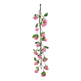 Hortensien Girlande aus Kunststoff, biegsam, zum Hängen     Groesse: 3m    Farbe: braun/pink